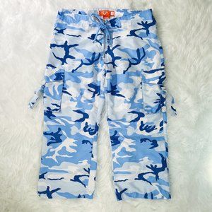 y2k blue camo capris
